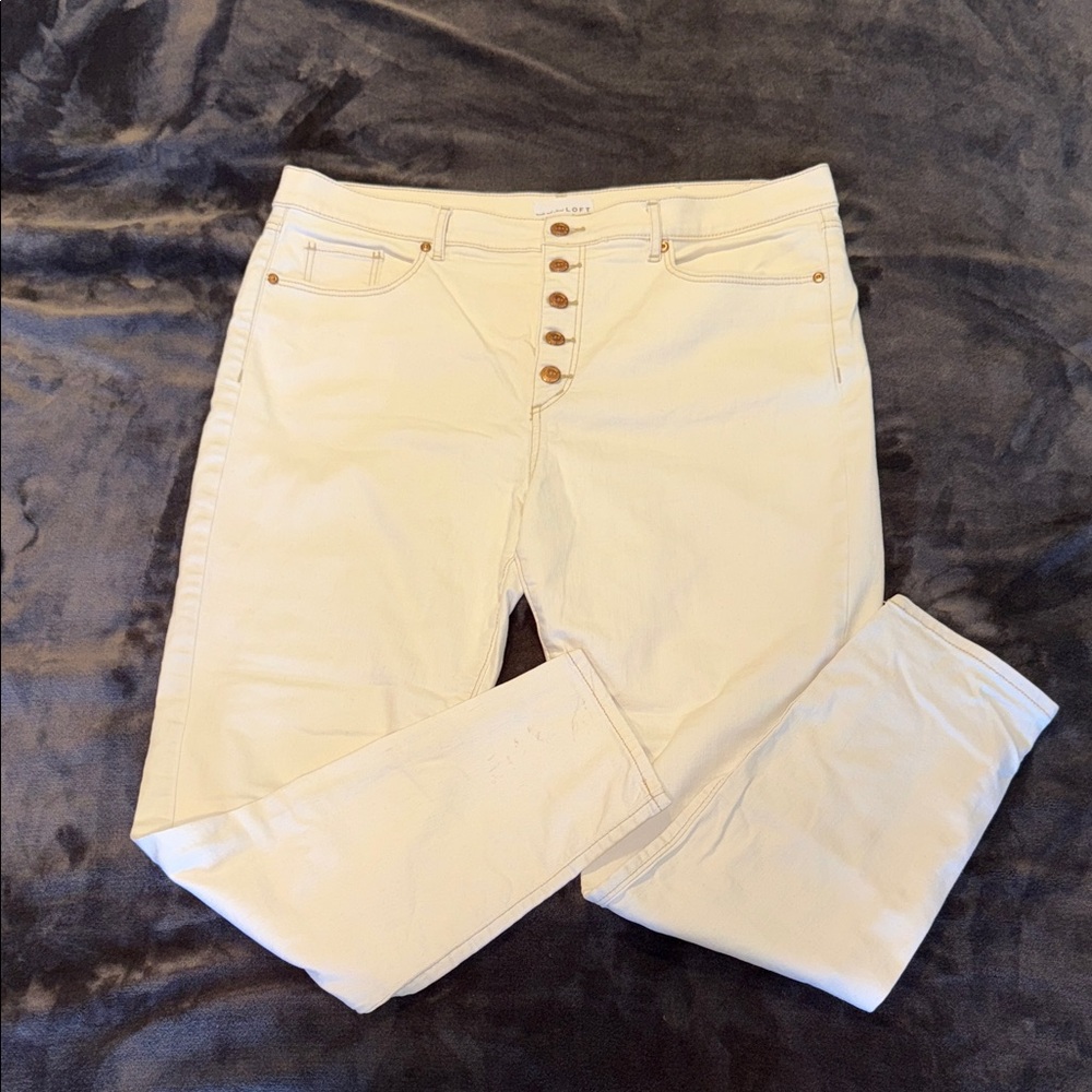 LOFT Cream Skinny Jeans for Women